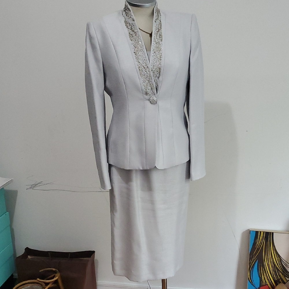 Nipon Boutique Silver Skirt Suit